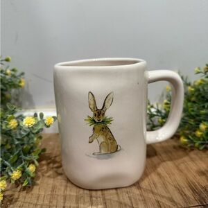 Cream Mug with Rabbit Illustration